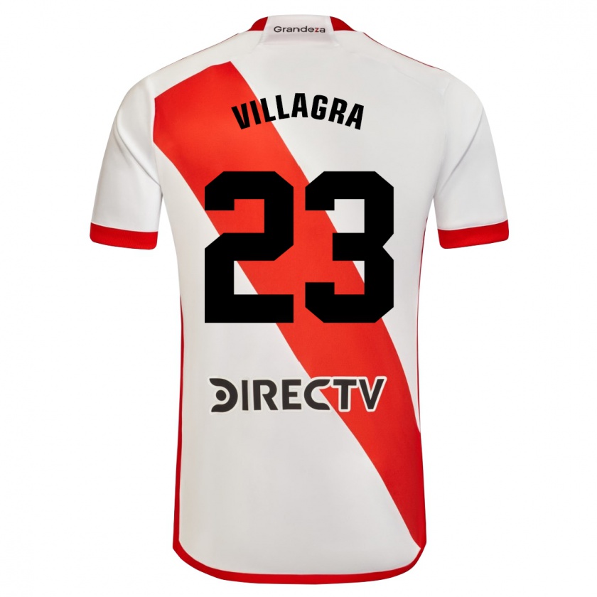 Kandiny Kinder Rodrigo Villagra #23 Weiß Rot Heimtrikot Trikot 2024/25 T-Shirt