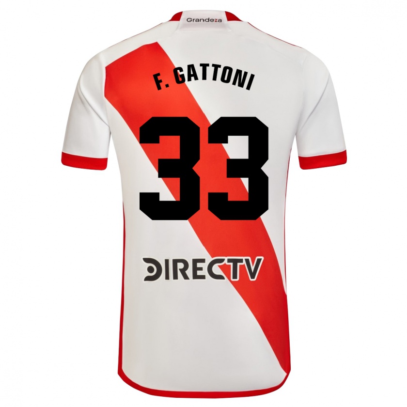 Kandiny Kinder Federico Gattoni #33 Weiß Rot Heimtrikot Trikot 2024/25 T-Shirt