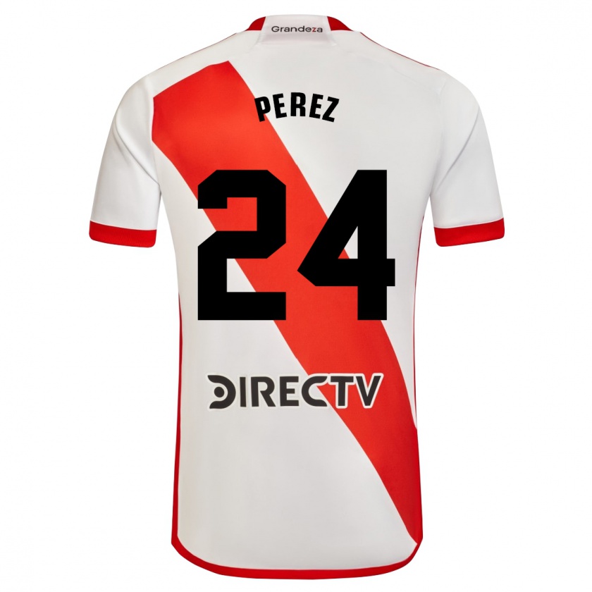 Kandiny Kinder Enzo Pérez #24 Weiß Rot Heimtrikot Trikot 2024/25 T-Shirt