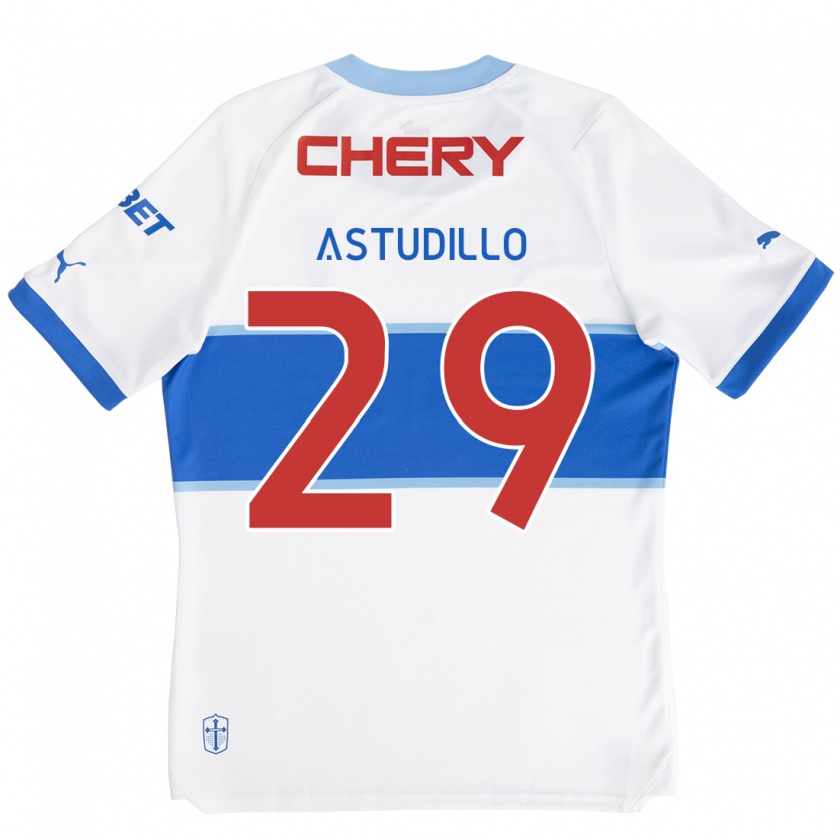 Kandiny Kinder Aaron Astudillo #29 Weiß Blau Heimtrikot Trikot 2024/25 T-Shirt