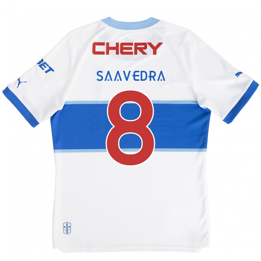 Kandiny Kinder Ignacio Saavedra #8 Weiß Blau Heimtrikot Trikot 2024/25 T-Shirt