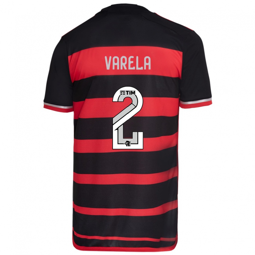 Kandiny Kinder Guillermo Varela #2 Rot Schwarz Heimtrikot Trikot 2024/25 T-Shirt