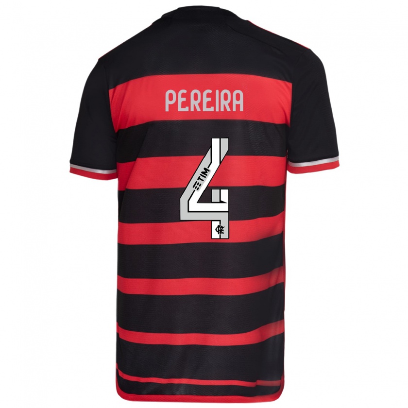 Kandiny Kinder Léo Pereira #4 Rot Schwarz Heimtrikot Trikot 2024/25 T-Shirt