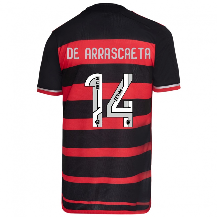 Kandiny Kinder Giorgian De Arrascaeta #14 Rot Schwarz Heimtrikot Trikot 2024/25 T-Shirt