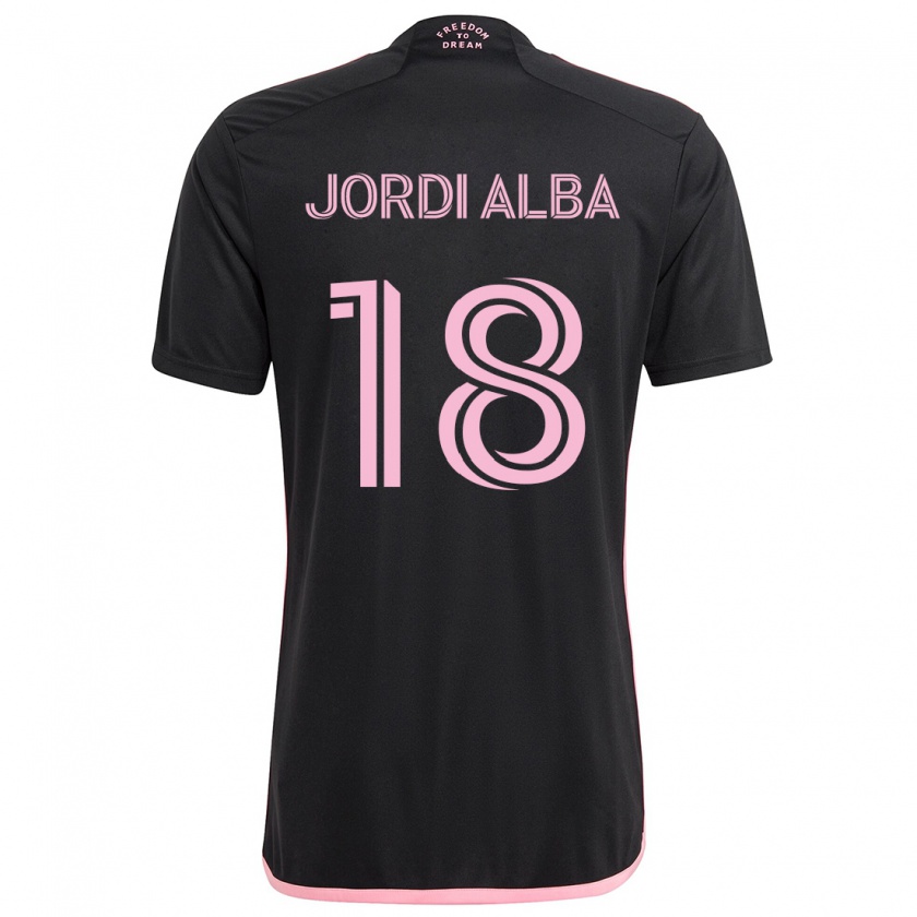 Kandiny Kinder Jordi Alba #18 Schwarz Auswärtstrikot Trikot 2024/25 T-Shirt