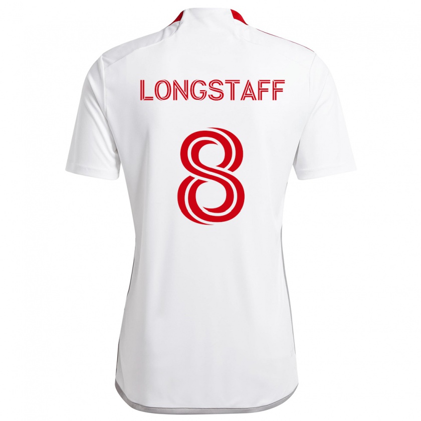 Kandiny Kinder Matty Longstaff #8 Weiß Rot Auswärtstrikot Trikot 2024/25 T-Shirt