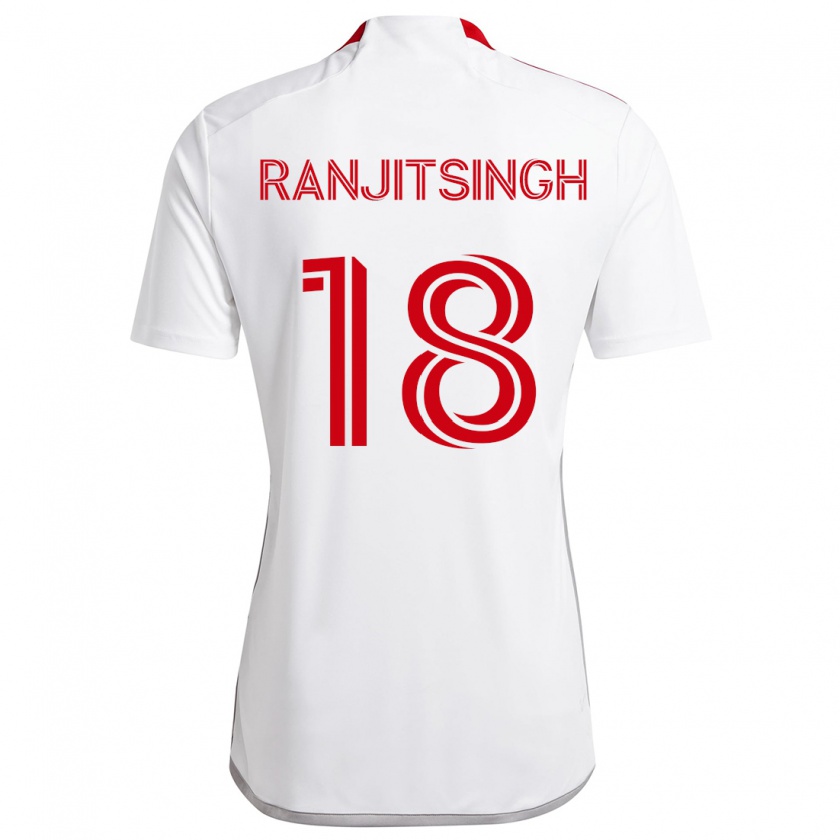 Kandiny Kinder Greg Ranjitsingh #18 Weiß Rot Auswärtstrikot Trikot 2024/25 T-Shirt