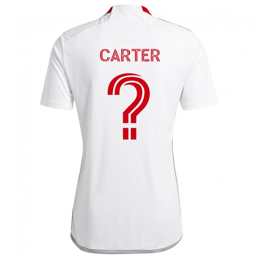 Kandiny Kinder Ajahni Carter #0 Weiß Rot Auswärtstrikot Trikot 2024/25 T-Shirt