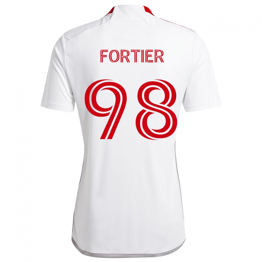 Kandiny Kinder Kristjan Fortier #98 Weiß Rot Auswärtstrikot Trikot 2024/25 T-Shirt