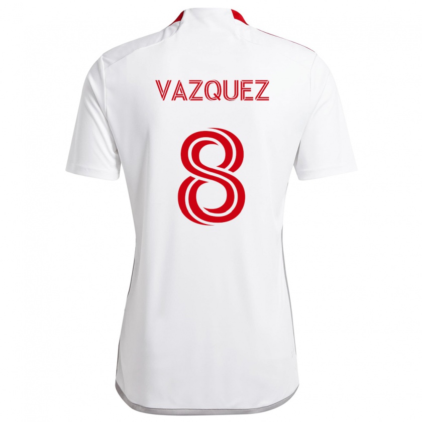 Kandiny Kinder Víctor Vázquez #8 Weiß Rot Auswärtstrikot Trikot 2024/25 T-Shirt