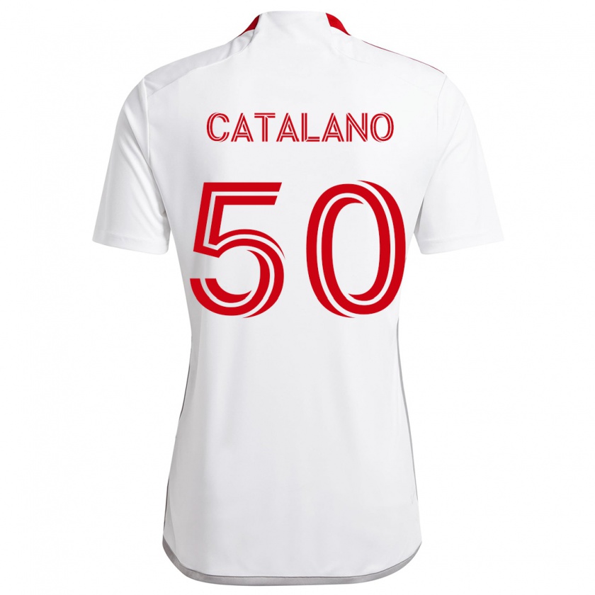 Kandiny Kinder Gianluca Catalano #50 Weiß Rot Auswärtstrikot Trikot 2024/25 T-Shirt