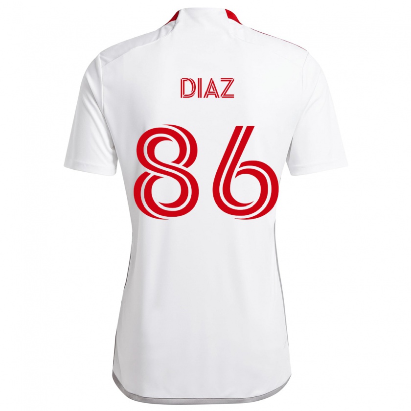 Kandiny Kinder Alec Díaz #86 Weiß Rot Auswärtstrikot Trikot 2024/25 T-Shirt