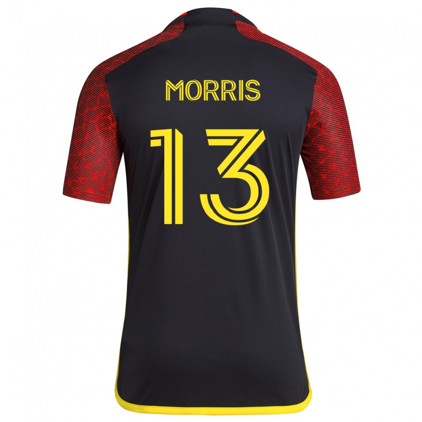 Kandiny Kinder Jordan Morris #13 Rot Schwarz Auswärtstrikot Trikot 2024/25 T-Shirt