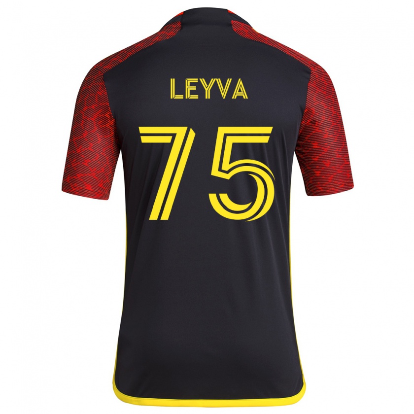 Kandiny Kinder Danny Leyva #75 Rot Schwarz Auswärtstrikot Trikot 2024/25 T-Shirt