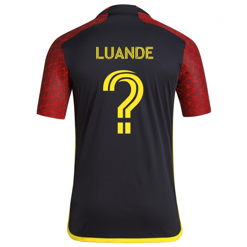 Kandiny Kinder Michael Luande #0 Rot Schwarz Auswärtstrikot Trikot 2024/25 T-Shirt