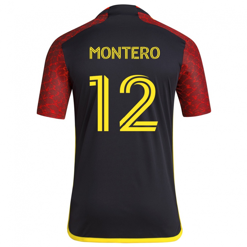 Kandiny Kinder Fredy Montero #12 Rot Schwarz Auswärtstrikot Trikot 2024/25 T-Shirt