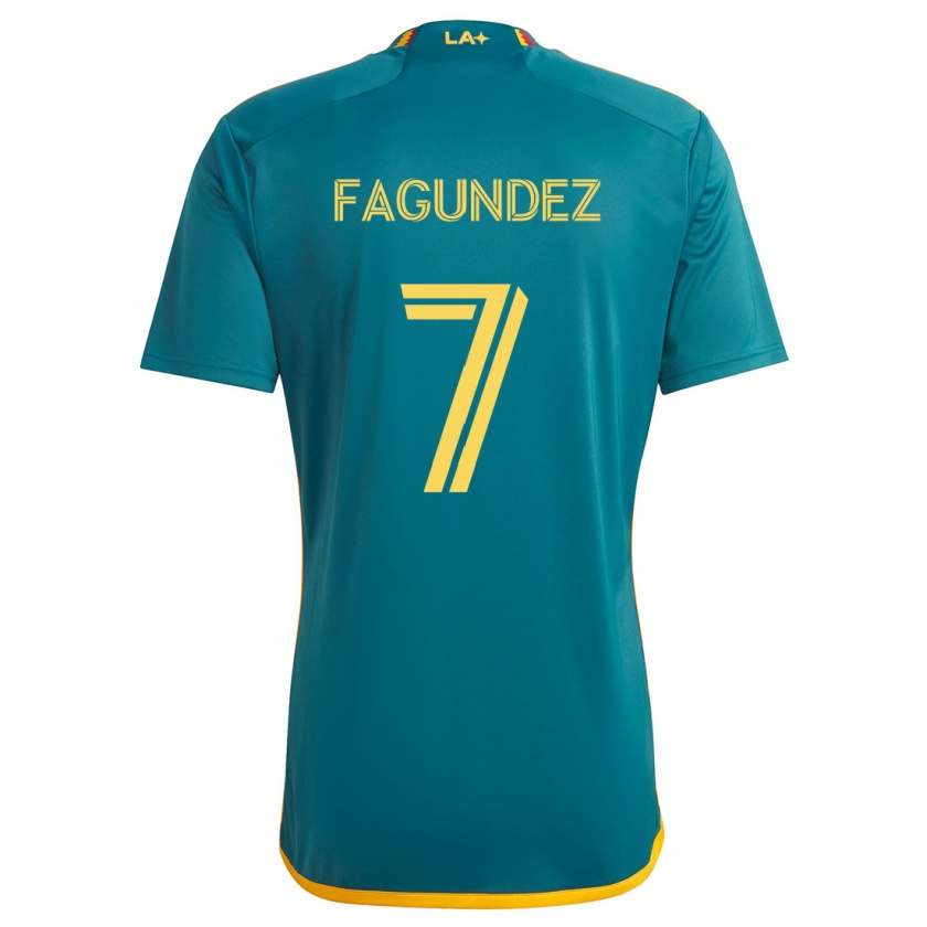 Kandiny Kinder Diego Fagúndez #7 Grün Gelb Auswärtstrikot Trikot 2024/25 T-Shirt