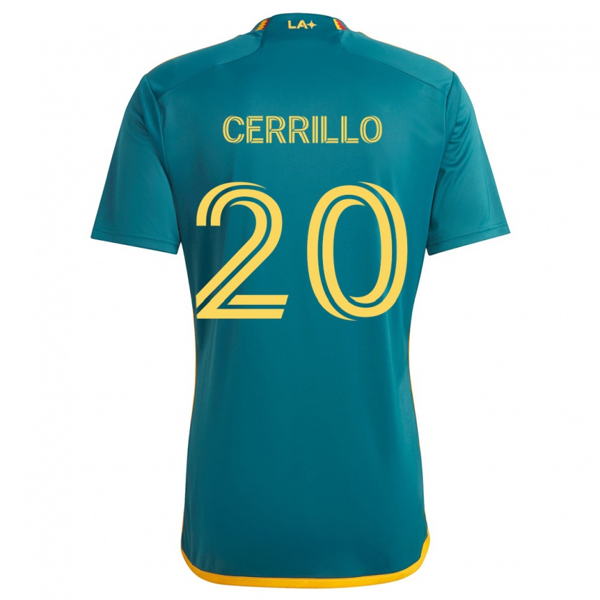 Kandiny Kinder Edwin Cerrillo #20 Grün Gelb Auswärtstrikot Trikot 2024/25 T-Shirt