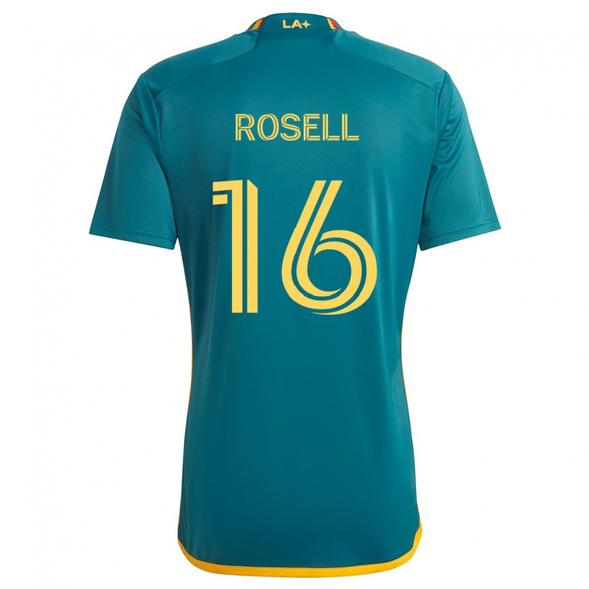 Kandiny Kinder Uri Rosell #16 Grün Gelb Auswärtstrikot Trikot 2024/25 T-Shirt