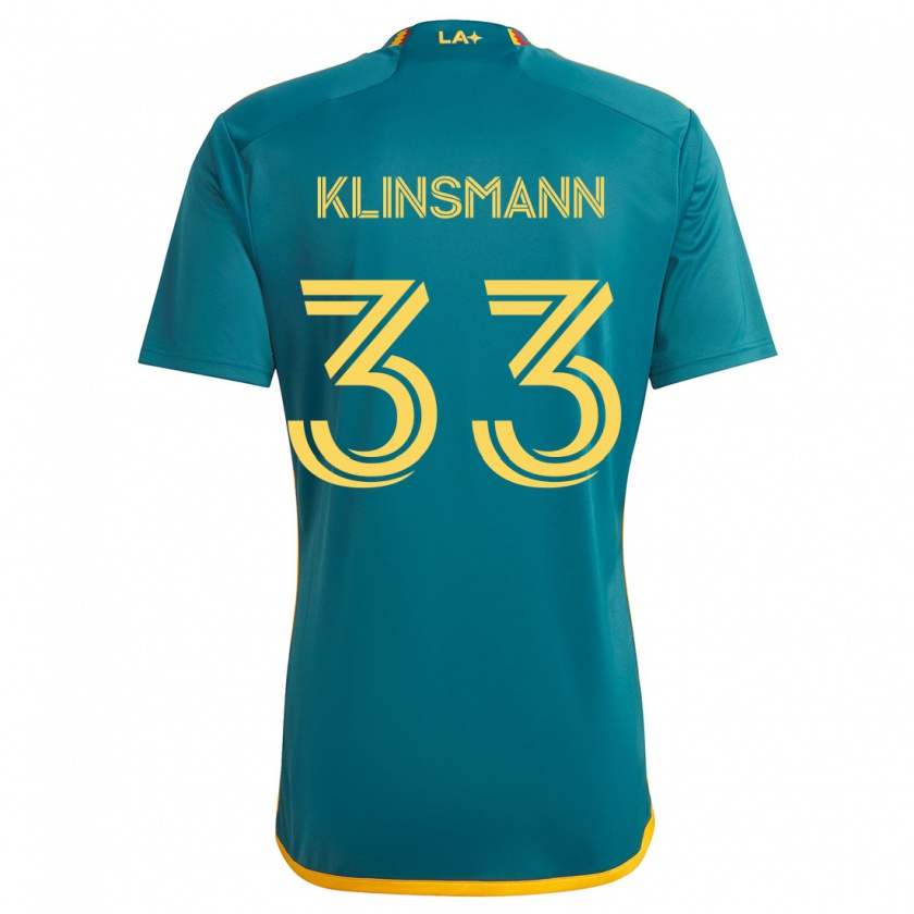 Kandiny Kinder Jonathan Klinsmann #33 Grün Gelb Auswärtstrikot Trikot 2024/25 T-Shirt