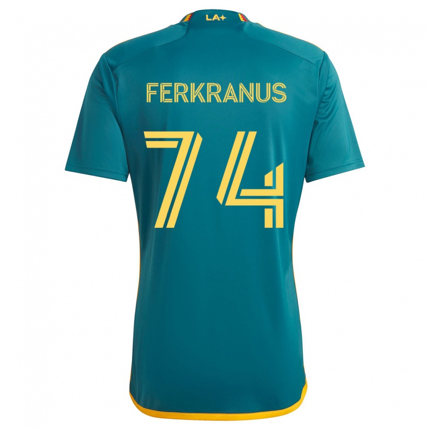 Kandiny Kinder Marcus Ferkranus #74 Grün Gelb Auswärtstrikot Trikot 2024/25 T-Shirt