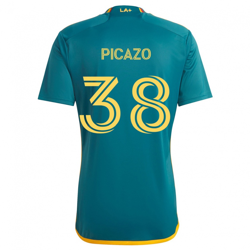 Kandiny Kinder Axel Picazo #38 Grün Gelb Auswärtstrikot Trikot 2024/25 T-Shirt