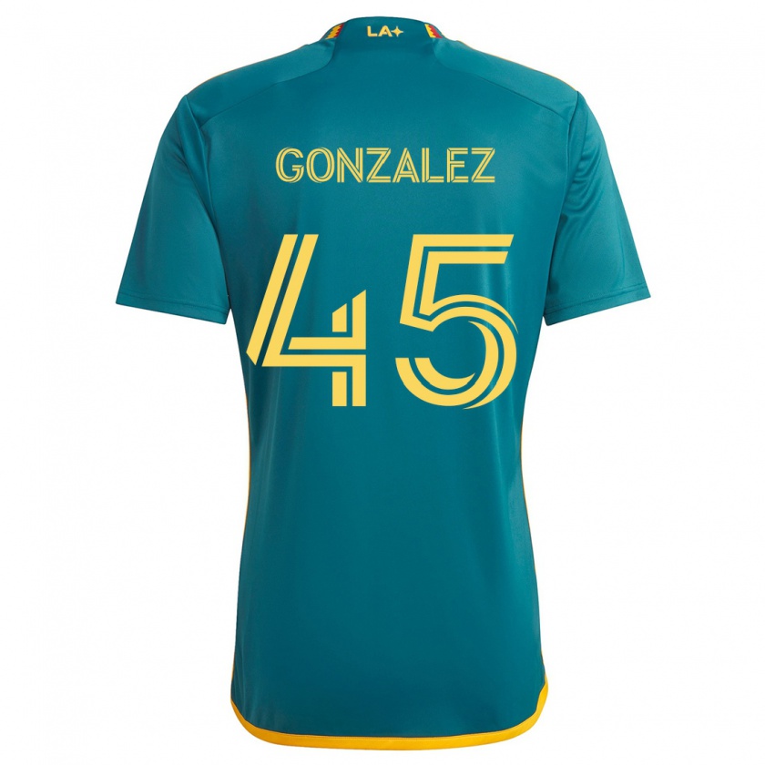 Kandiny Kinder Adrián González #45 Grün Gelb Auswärtstrikot Trikot 2024/25 T-Shirt