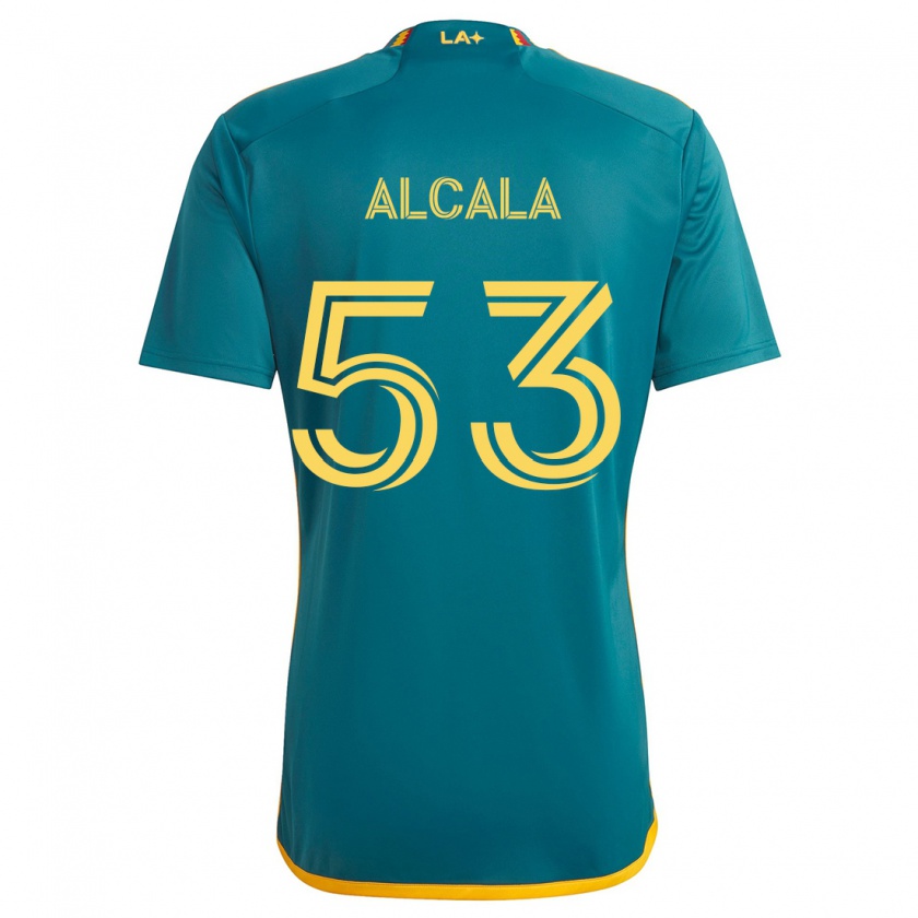 Kandiny Kinder Álex Alcalá #53 Grün Gelb Auswärtstrikot Trikot 2024/25 T-Shirt