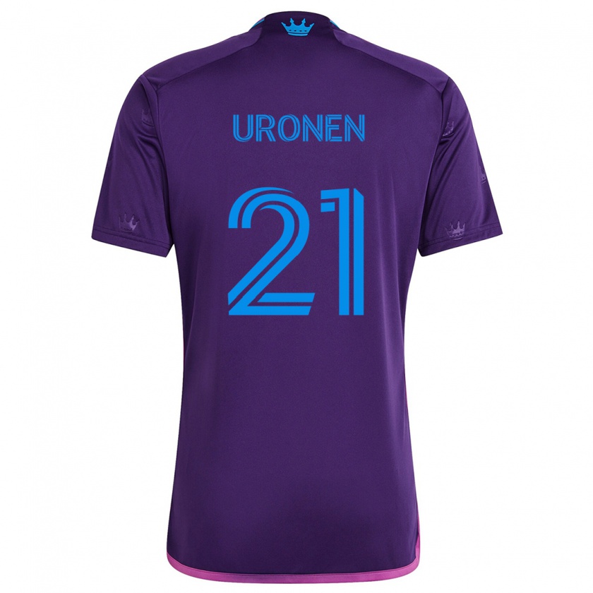 Kandiny Kinder Jere Uronen #21 Lila-Blau Auswärtstrikot Trikot 2024/25 T-Shirt