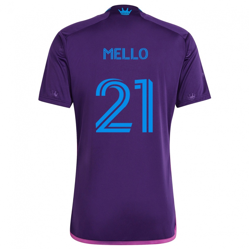 Kandiny Kinder Vinicius Mello #21 Lila-Blau Auswärtstrikot Trikot 2024/25 T-Shirt