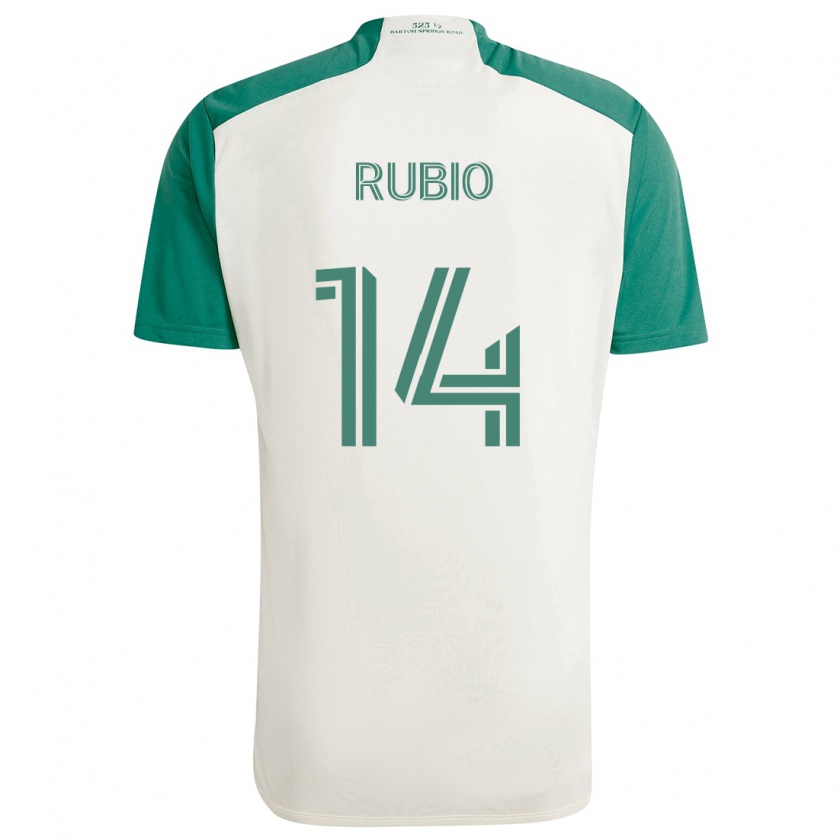 Kandiny Kinder Diego Rubio #14 Braune Farben Grün Auswärtstrikot Trikot 2024/25 T-Shirt