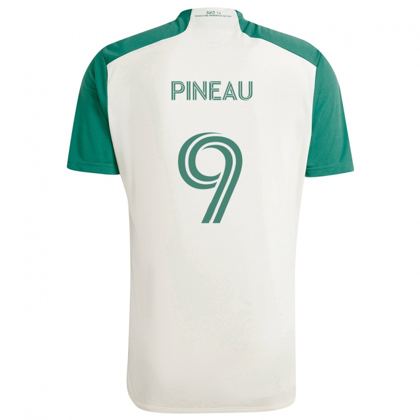 Kandiny Kinder Sebastien Pineau #9 Braune Farben Grün Auswärtstrikot Trikot 2024/25 T-Shirt