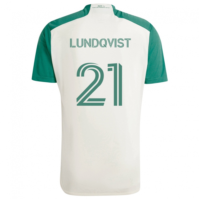 Kandiny Kinder Adam Lundqvist #21 Braune Farben Grün Auswärtstrikot Trikot 2024/25 T-Shirt