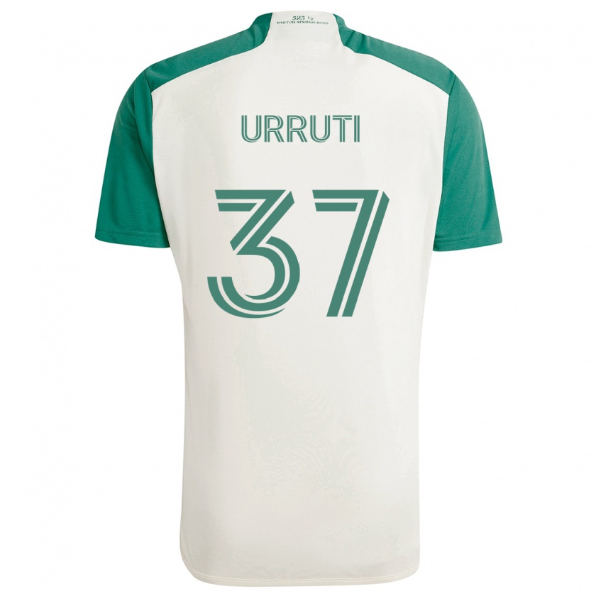 Kandiny Kinder Maximiliano Urruti #37 Braune Farben Grün Auswärtstrikot Trikot 2024/25 T-Shirt