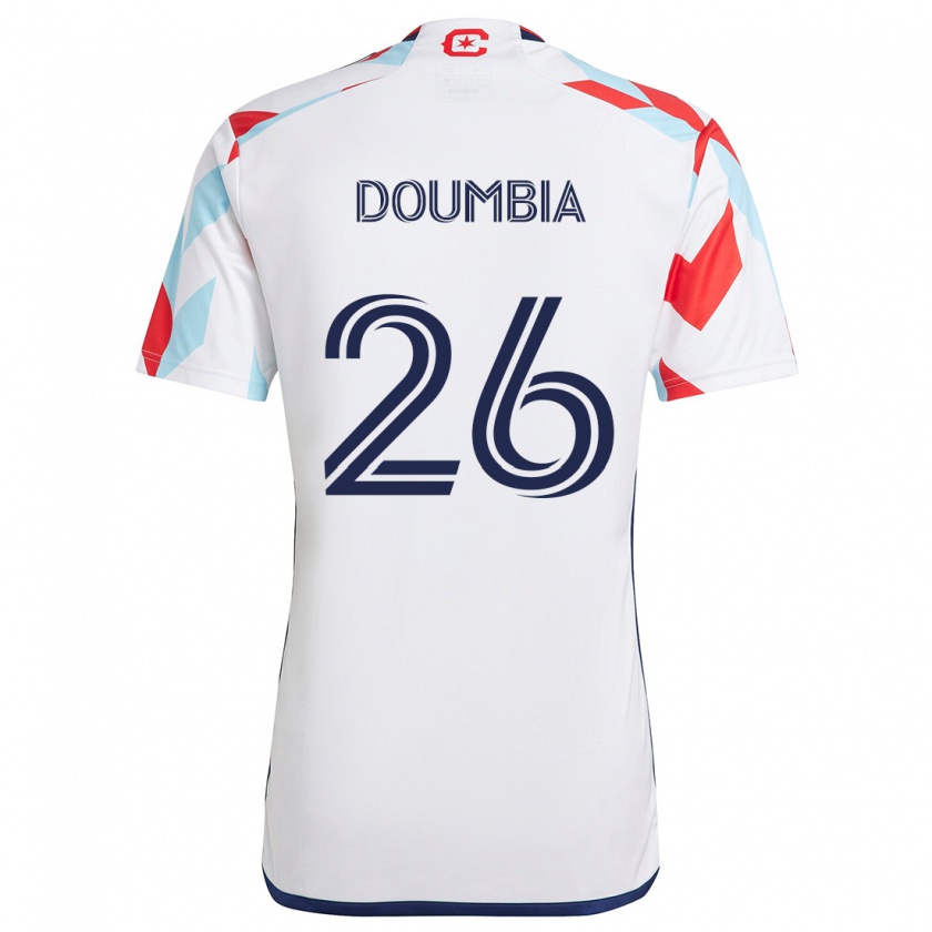 Kandiny Kinder Ousmane Doumbia #26 Weiß Rot Blau Auswärtstrikot Trikot 2024/25 T-Shirt