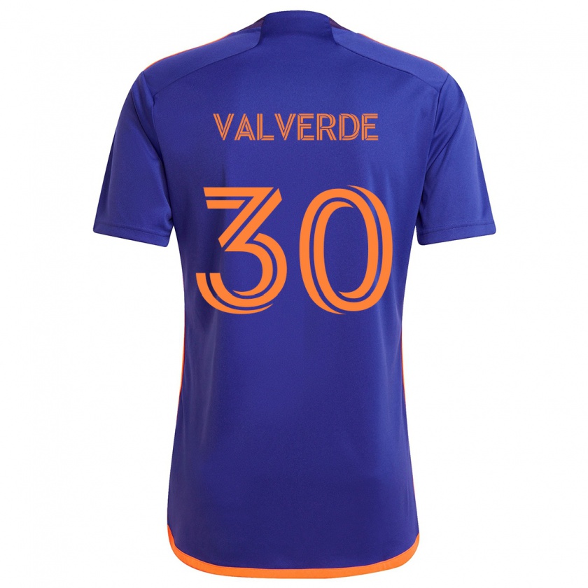 Kandiny Kinder Jefferson Valverde #30 Lila Orange Auswärtstrikot Trikot 2024/25 T-Shirt