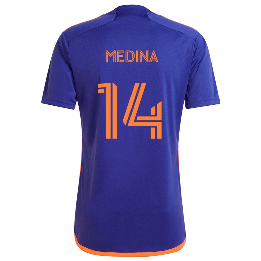 Kandiny Kinder Jeferson Medina #14 Lila Orange Auswärtstrikot Trikot 2024/25 T-Shirt