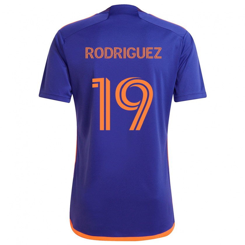 Kandiny Kinder Sebastian Rodriguez #19 Lila Orange Auswärtstrikot Trikot 2024/25 T-Shirt