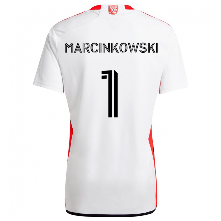 Kandiny Kinder Jt Marcinkowski #1 Weiß Rot Auswärtstrikot Trikot 2024/25 T-Shirt