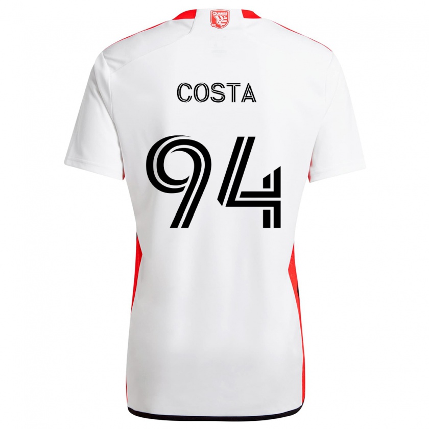 Kandiny Kinder Vítor Costa #94 Weiß Rot Auswärtstrikot Trikot 2024/25 T-Shirt