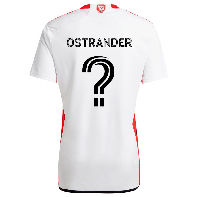 Kandiny Kinder William Ostrander #0 Weiß Rot Auswärtstrikot Trikot 2024/25 T-Shirt