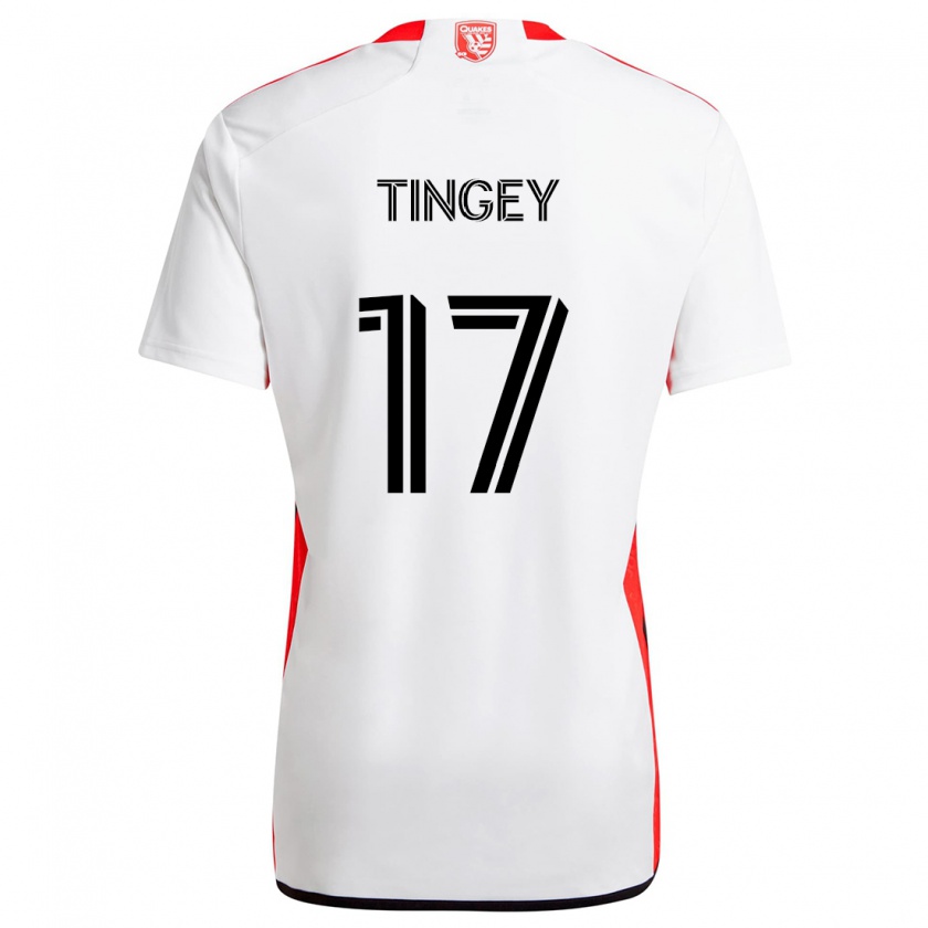 Kandiny Kinder Keegan Tingey #17 Weiß Rot Auswärtstrikot Trikot 2024/25 T-Shirt