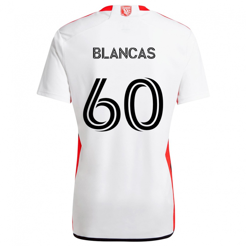 Kandiny Kinder Eduardo Blancas #60 Weiß Rot Auswärtstrikot Trikot 2024/25 T-Shirt