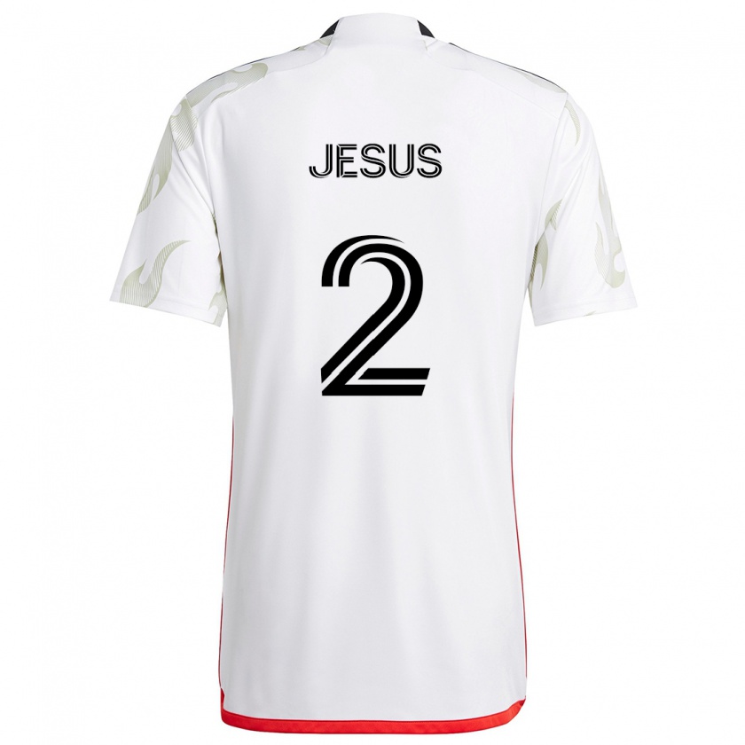 Kandiny Kinder Geovane Jesus #2 Weiß Rot Schwarz Auswärtstrikot Trikot 2024/25 T-Shirt