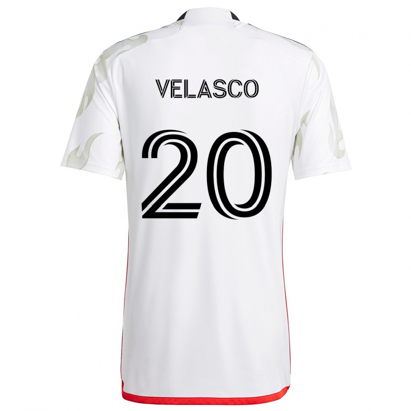 Kandiny Kinder Alan Velasco #20 Weiß Rot Schwarz Auswärtstrikot Trikot 2024/25 T-Shirt