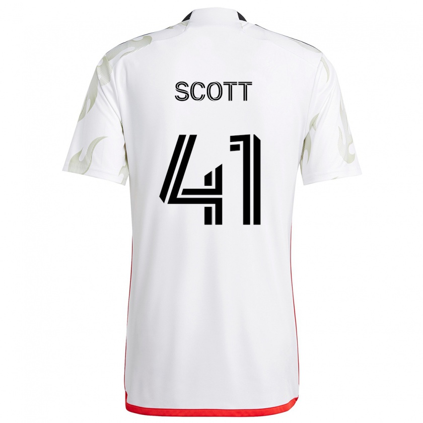 Kandiny Kinder Tarik Scott #41 Weiß Rot Schwarz Auswärtstrikot Trikot 2024/25 T-Shirt