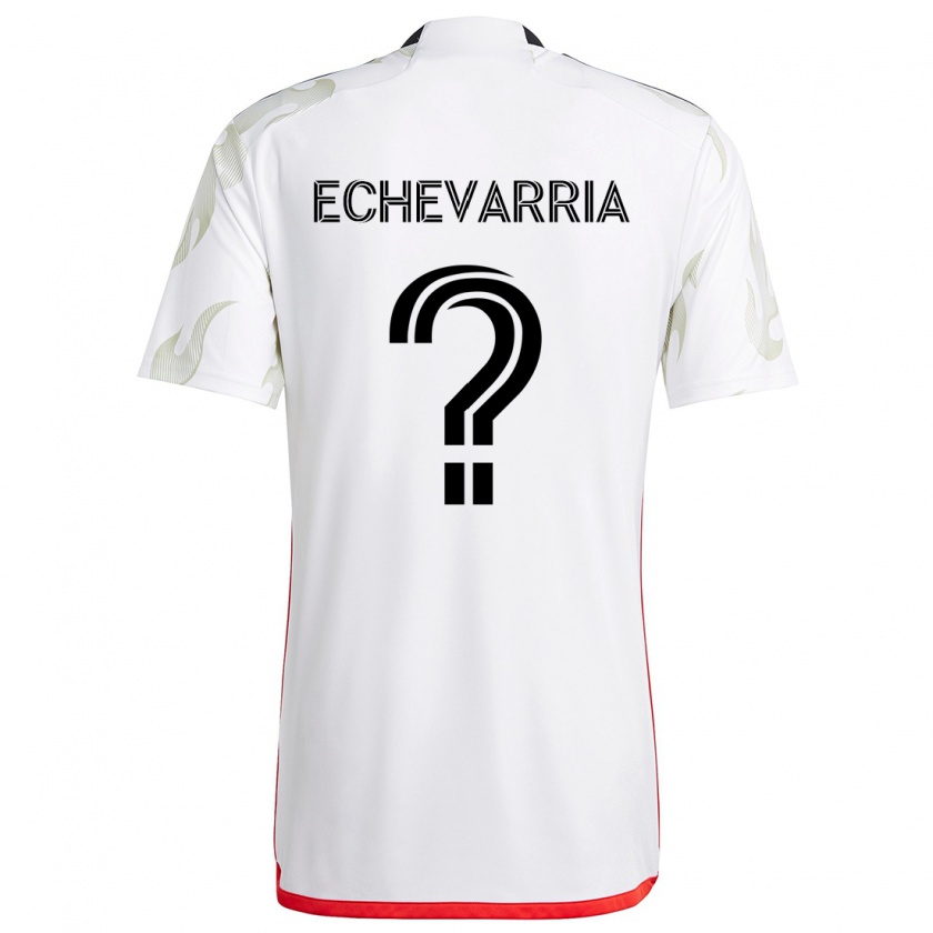 Kandiny Kinder Diego Echevarria #0 Weiß Rot Schwarz Auswärtstrikot Trikot 2024/25 T-Shirt