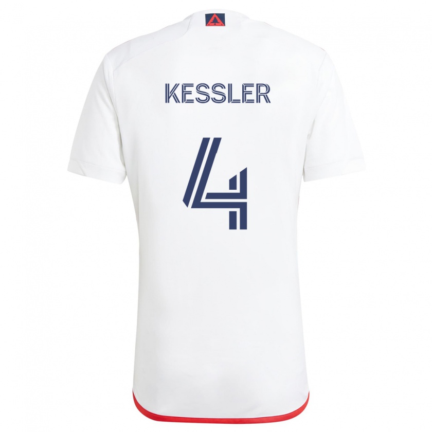 Kandiny Kinder Henry Kessler #4 Weiß Rot Auswärtstrikot Trikot 2024/25 T-Shirt