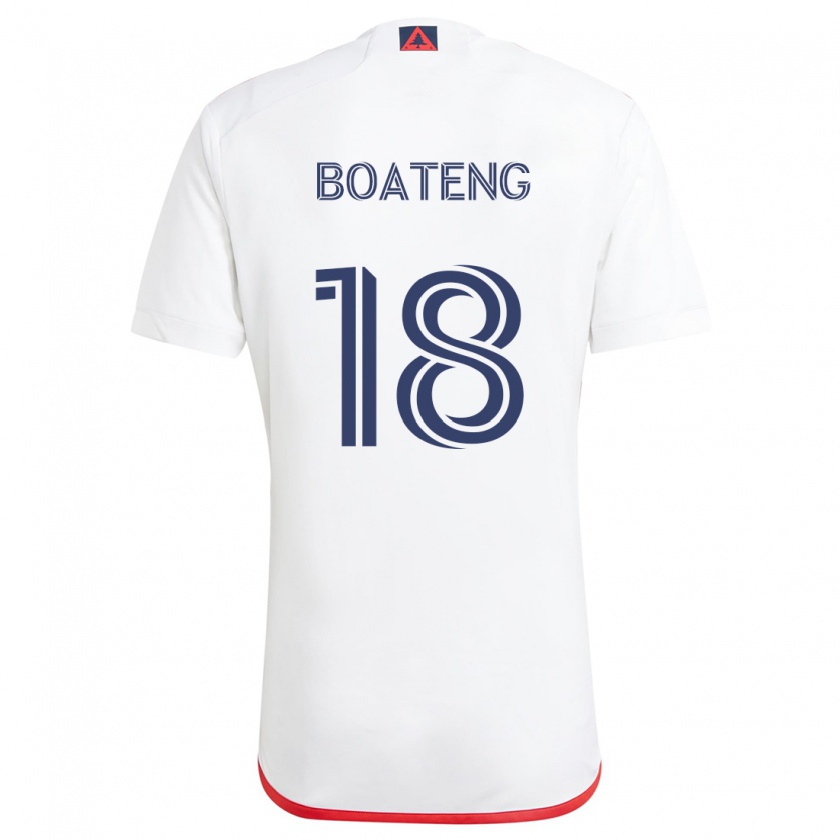 Kandiny Kinder Emmanuel Boateng #18 Weiß Rot Auswärtstrikot Trikot 2024/25 T-Shirt