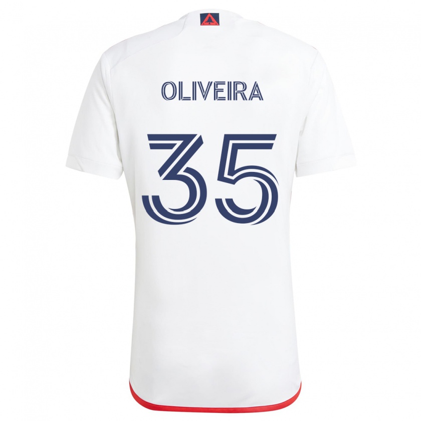 Kandiny Kinder Cristiano Oliveira #35 Weiß Rot Auswärtstrikot Trikot 2024/25 T-Shirt